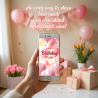 Smartphone mockup showing the feminine animated greeting playing in a mobile chat.