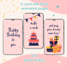 Animation storyboard showing simple yet stylish birthday wishes and minimalist graphics.