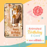Premium gold animated birthday card cover with elegant motion graphics and music.
