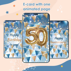 Animation storyboard featuring the number 50 and dynamic celebratory effects.