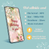 Text message friendly, MP4 format video gift. Aesthetic Bday Card for special women, ready for messenger apps and social media.
