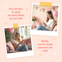 Virtual Bday Card with soft pink and beige color palette, perfect for women's birthday.