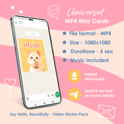 Technical specifications: MP4 format, 1080x1080 resolution, high-quality video sticker details.