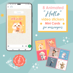Animated Hello video stickers collection cover with premium motion design greetings.