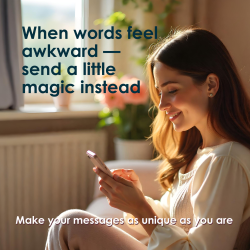 Realistic mockup of Hello video stickers displayed inside a smartphone messenger chat.