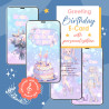 Animated Kawaii Anime Birthday Card for Teen Girls. Personalized Pink Chibi Video Greeting. Digital Manga Style Gift