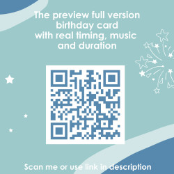 Scan QR code to preview Anime Birthday e-card. Watch personalized video greeting with music. Custom Kawaii e-gift