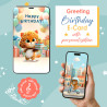 Personalized birthday video ecard with cute ginger cat. Funny 3D animated digital greeting gift.