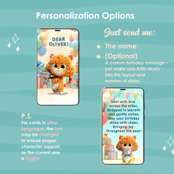 Custom personalization: Add name and personal message to the cute cat video for a unique digital gift.
