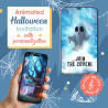 Personalized Halloween party video invitation for adults. Spooky animated digital evite.